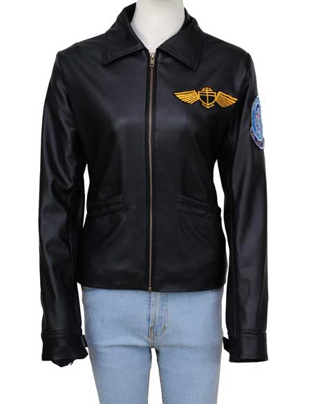 Kelly McGillis Aviator Top Gun Leather Jacket