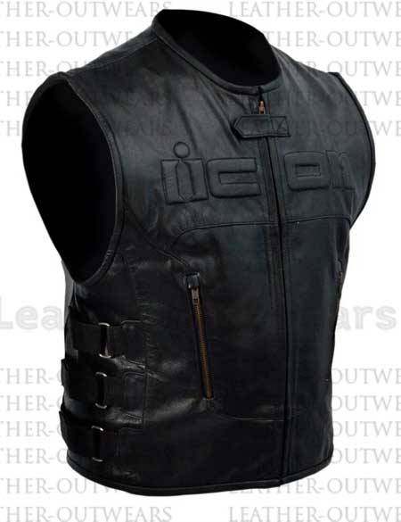 skull regulator icon biker black leather vest