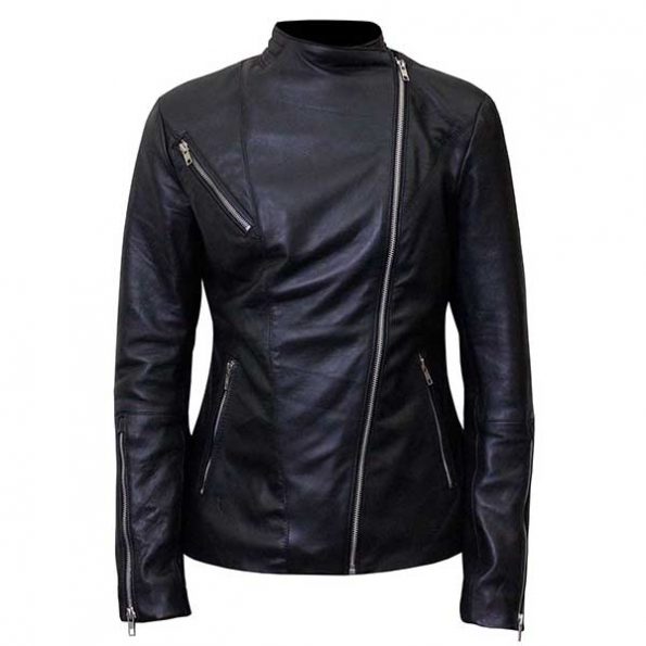 Power Angela Valdes (Lela Loren) Biker Leather Jacket - Leather Outwears