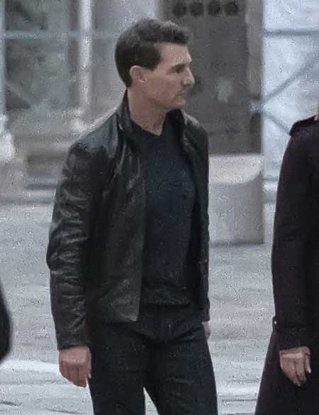 Mission Impossible 7 Tom Cruise Black Leather Jacket - Image 3