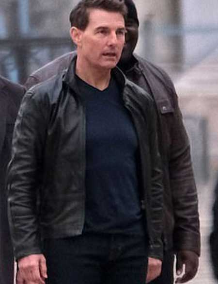 Mission Impossible 7 Tom Cruise Black Leather Jacket - Image 2