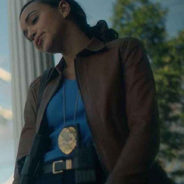 The Umbrella Academy Detective Eudora Patch Leather Brown Jacket