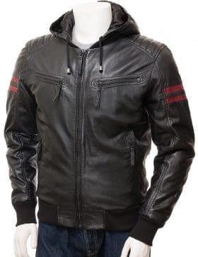 men-s-black-leather-hoodie