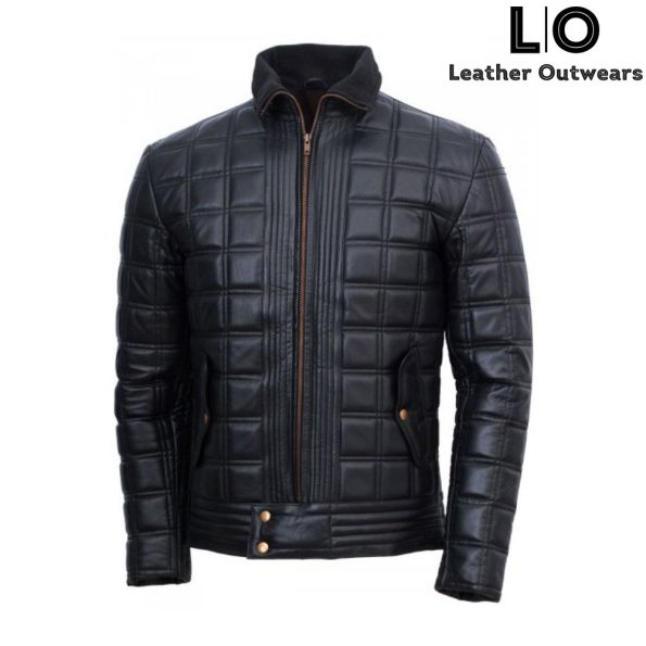 men s trimmed quilted leather jacket