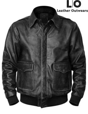 Men's A2 Aviator USAAF Black Bomber Leather Jacket