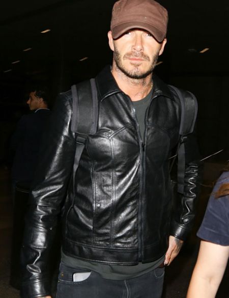 David Beckham Black Leather Jacket - Leather Outwears