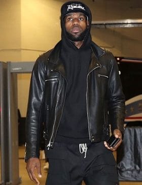Lebron James Biker Black Leather Jacket