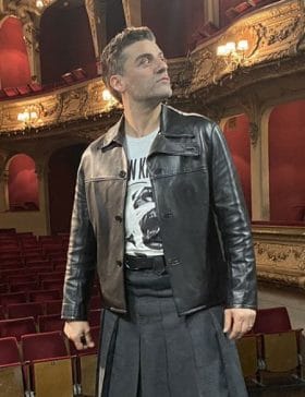 Oscar Isaac Black Leather Jacket
