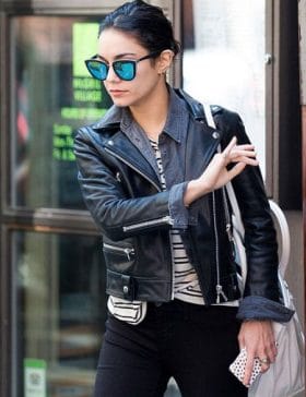 Vanessa Hudgens Black Motorcycle Leather Jacket