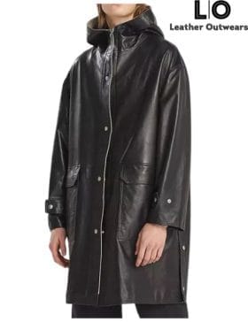 Women's Black Hooded Trench Coat