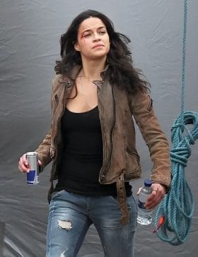 Furious 7 Michelle Rodriguez Letty Brown Leather Jacket