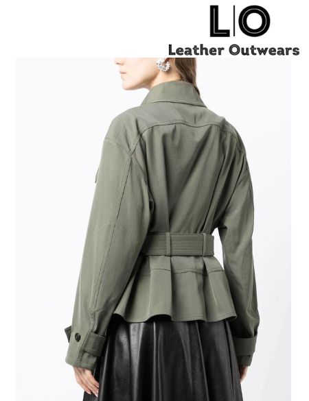 alexender mc queen peplum military green jacket