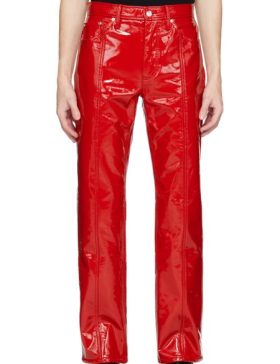 straight red pants outfit