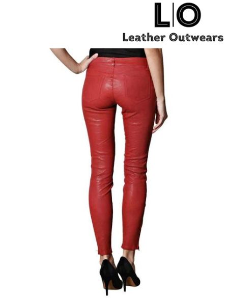 Bright Red Leather Pants | Red Leather Pants Women's