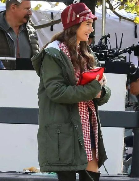 emily in paris lily collins hooded outfit