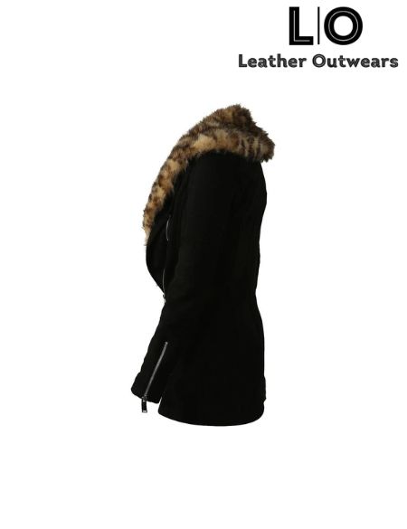 leopard collar coat women s