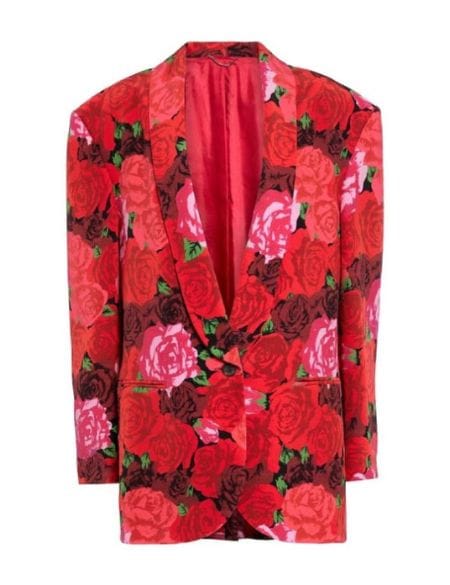Emily In Paris S03 Lily Collins Red Rose Printed Blazer - Image 3