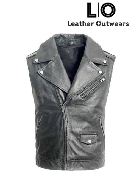men biker leather vest