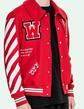 Off-White Varsity Letterman Red Jacket