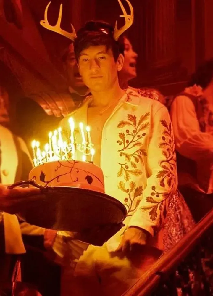 Saltburn Oliver Quick (Barry Keoghan) Green Leaf White Costume Jacket - Image 2